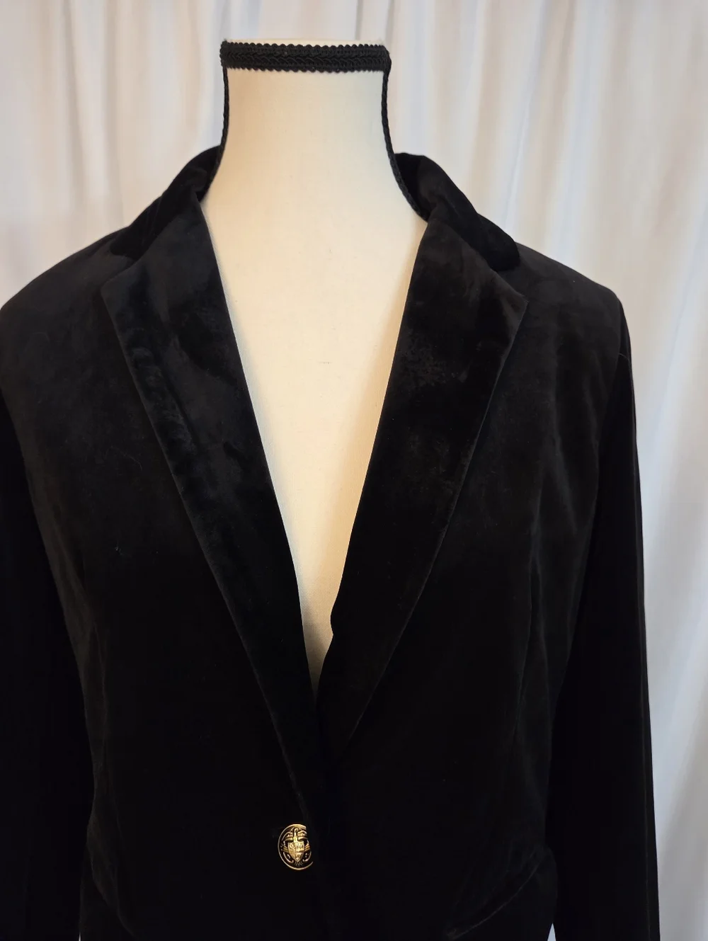 Adrienne Vittadini Black Velvet Single-Button Blazer Size S - Picture 3 of 10